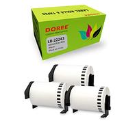 Doree 3 Rotoli DK-22243 di Etichette Continue, compatibili con Brother DK-22243, 102 mm × 30,48 m, bianco su nero, Per stampanti di etichette Brother QL-500,QL-550,QL-570,QL-700,QL-800