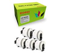 DOREE 5 Rotoli DK44205 62mm×30,48m Etichette continue rimovibili | 62 mm x 30,48 m Etichette continue rimovibili compatibili con Brother DK-44205 Nero su bianco, Brother QL-1110NWB/1100/1050