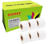 DOREE 6 rotoli di etichette standard 99010 S0722370, 28 mm x 89 mm, in carta termica, compatibili con Dymo Labelwriter 4XL, 320, 330, 400, 450, 450 Duo, 450 Turbo (130 etichette/rotolo).