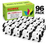 DOREE 96 Rotoli DK-11209 29 x 62 mm Etichette per indirizzi 800/rotolo | 29 mm x 62 mm Etichetta indirizzo standard compatibili con Brother DK-11209 Nero su bianco, serie Brother QL