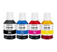 DOREE Bottiglie d'inchiostro compatibili GI-56, compatibili con MAXIFY GX7050, GX6050, GX5050. Confezione da 4: 1 nero da 175 ml, 1 ciano, 1 magenta e 1 giallo da 140 ml ciascuno