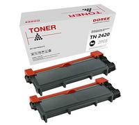 DOREE Cartuccia di Toner compatibile per Brother TN2420 / TN2410,TN-2420 / TN-2410,2 TN2420 nero, con chip
