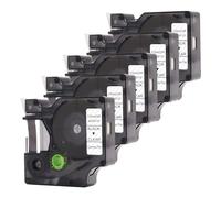DOREE Confezione da 5 Nastri 45010 per Etichettatrice, 12 mm x 7 m, Nero su Trasparente, Compatibili con Nastri D1, Adatti per Dymo LabelManager LM100, LM120, LM150, 210D, 260P, 360D, 420P