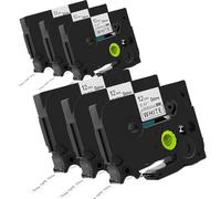 DOREE confezione da 6 nastri TZe-231 12 mm x 8 m, nero su bianco, resistenti ai raggi UV,compatibili con P-Touch PT-H100LB, PT-H100R, PT-H105, H110, H107B, D200, PTE110G1, P-Touch E110, P-touch Cube.
