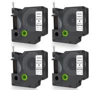 DOREE D1 45013 Lot de 4 rubans 12 mm x 7 m Noir sur blanc adhésifs en plastique 45013 résistants à l'eau et aux UV ruban 45013 Compatible avec Dymo LabelManager 160 210D 360D 420P PnP 500TS