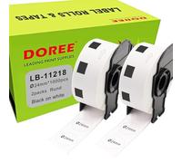 DOREE DK-11218(2 confezioni), etichette rotonde 24 mm x 24 mm, carta bianca con testo nero (1000 etichette per rotolo), compatibili con stampanti Brother QL: QL-1050, QL-1060N, QL-1100, QL-110NWB.