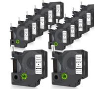 DOREE Lot de 12 rubans d'étiquettes 12 mm x 7 m - Compatible avec Dymo D1 noir sur blanc - Plastique résistant à l'eau et aux UV - Compatible avec Dymo LabelManager 160 210D 280 360D 420P PnP 500TS