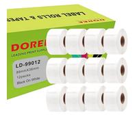 DOREE Pack da 12 Adress Etiketten 99012 S0722400,36 mm x 89 mm,kompatibel mit Dymo Labelwriter 310 320 330 330 Turbo 400 450 450 Duo 450 Turbo 450 Twin Turbo, 450 Duo (260 etichette/rotoli)