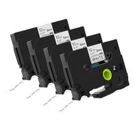 DOREE Tze-231 4 pezzi, compatibili con Brother TZE231 TZ-231 P-touch, larghezza 12 mm, nero su bianco, adatto per modelli P-touch come H100LB,PT-H105, PT-H110, H107B, PT-D200BW, PT-D210VP.