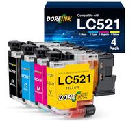 DOREINK LC521 Cartucce compatibili per Brother LC521VAL Compatibile con Brother DCP-J1260W, DCP-J1310DW, DCP-J1313DW, DCP-J1360DW, DCP-J1460DW (LC521BK, LC521C, LC521M, LC521Y)