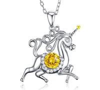 Dorella Collana con ciondolo a forma di animale, in argento Sterling 925, con pietre portafortuna di settembre e ottobre, zaffiro blu, tormalina rosa, gioielli per moglie, Pietra, Citrino