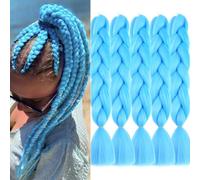 Doren Ombre jumbo treccie sintetiche kanekalon extension di capelli per DIY twist uncinetto intrecciato 5 pz 100 g/pc 24 pollici, A31 blu celeste