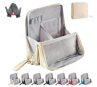 Doresty makeup bag, Doresty Standing Makeup Bag - Portable, Large Capacity, Multi-Purpose, Waterproof Multifunctional Make up Bags, with Compartments (Beige)