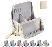 Doresty Makeup Bag, Doresty Standing Makeup Bag, Portable Large Capacity with Multiple Compartments, Portable Toiletry Bags for Women and Men (Beige)