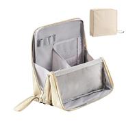Doresty Makeup Bag, Multi-purpose Large Capacity Oxford Cloth Standing Makeup Bag, Large Capacity, with Compartments, Toiletry Bag for Girls Women (Beige)