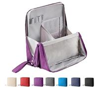 Doresty Makeup Bag, Multi-purpose Large Capacity Oxford Cloth Standing Makeup Bag, Waterproof Vertical Office Desktop Storage Bags, Portable Toiletry Bags for Women and Men-Large Capacity (purple)