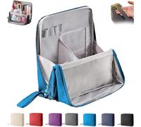 Doresty Makeup Bag, Multi-purpose Large Capacity Oxford Cloth Standing Makeup Bag with Compartments, Waterproof Toiletry Bag for Girls Women (Blue)