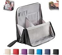 Doresty Makeup Bag, Multi-purpose Large Capacity Oxford Cloth Standing Makeup Bag with Compartments, Waterproof Toiletry Bag for Girls Women (Black)
