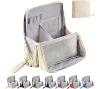 Doresty Makeup Bag,Multi-Purpose Large Capacity Oxford Cloth Standing Makeup Bag with Compartments,Waterproof (Beige)