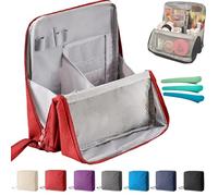 Doresty Makeup Bag, Multi-Purpose Large Capacity Oxford Cloth Standing Makeup Bag with Multiple Compartments, Upright Design for Cosmetics (Red)