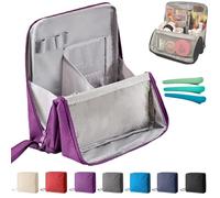 Doresty Makeup Bag, Multi-Purpose Large Capacity Oxford Cloth Standing Makeup Bag with Multiple Compartments, Upright Design for Cosmetics (Purple)