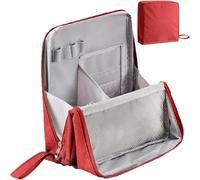Doresty Makeup Bag, Multi-purpose Large Capacity Oxford Cloth Standing,Relevanton Standing Makeup Bag, Portable,Waterproof Cosmetic Bag with Compartments for Travel Home Use (red)