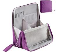 Doresty Makeup Bag, Multi-purpose Large Capacity Oxford Cloth Standing，Relevanton Standing Makeup Bag, Portable，Waterproof Cosmetic Bag with Compartments for Travel Home Use (purple)