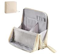 Doresty Makeup Bag, Standing Makeup Bag, Multi-purpose Large Capacity Oxford Cloth Standing, Waterproof Vertical Office Desktop Storage Bags, Suitable for women's makeup bags (Beige)