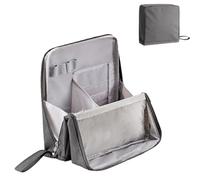Doresty Makeup Bag, standing makeup bag, New Portable Large Capacity Vertical Makeup Organizer Bag with Compartments, Waterproof MultiPurpose Stand Up (Gray)