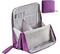 Doresty Makeup Bag, Standing Makeup Bag - Portable, Large Capacity, Multi-Purpose Large Capacity Oxford Cloth Standing Toiletry Bags, Waterproof Toiletry Organizer with Compartments (Purple)