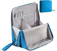 Doresty Makeup Bag, Standing Makeup Bag - Portable, Large Capacity, Multi-Purpose Large Capacity Oxford Cloth Standing Toiletry Bags, Waterproof Toiletry Organizer with Compartments (Blue)