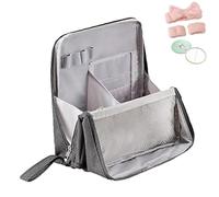 Doresty Makeup Bag, Standing Makeup Bag Portatile, Grande Capacità, Borsa per il Trucco Multiuso in Tessuto Oxford, Borsa per Articoli da Toeletta e Portaoggetti per Cancelleria (Light-grey)