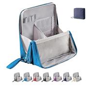 Doresty Makeup Bag, Standing Makeup Bag, Vertical Large Opening Waterproof Multifunctional Make up Bags, Portable, Large Capacity with Compartments, Travel-Friendly (BLUE)