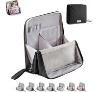 Doresty - Portable, Large Capacity, Vertical Large Opening Waterproof Multifunctional Make up Bags with Compartments, Toiletry Bag for Girls Women(Black)