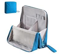 Doresty Standing Up Makeup Bag Portatile Large Capacity, Multi-Purpose Oxford Cloth Makeup Organizer, Waterproof Toiletry Bag with Compartments, blu, Borsa da trucco in piedi