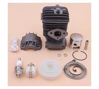DORFEY Kit base for cilindro, pistone e coppa motore da 34 mm, adatto for motori cinesi da 2500 e 25 cc con avviamento a strappo, puleggia, molla, corda, candela, parte for motosega