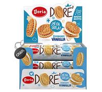 Doria Dore' Biscotti Frollini con Ripieno alla Vaniglia - Maxi Showbox da Banco con 20 confezioni da 75gr + Portachiavi CAIYA®