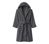 Dorian Home - Accappatoio Uomo e Donna in Spugna con Cappuccio, Tasche, Cintura e Gancio in Cotone 100% di Alta Qualità, Lavabile in Lavatrice (IT, Testo, M, Regular, Regular, Smoke)