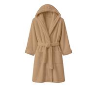 Dorian Home - Accappatoio Uomo e Donna in Spugna con Cappuccio, Tasche, Cintura e Gancio in Cotone 100% di Alta Qualità, Lavabile in Lavatrice (IT, Testo, XXL, Regular, Regular, Nocciola)