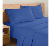 Dorian Home, Completo Lenzuola in 100% Puro Cotone Made In Italy, Angolo 33cm (Blu, Matrimoniale)