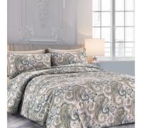 Dorian Home Copripiumino Matrimoniale e Federe in Cotone Stampato Made in Italy (Gayan Greige, Matrimoniale, Parure Copripiumino)