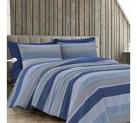 Dorian Home - Set Copripiumino Matrimoniale 250x210 con Sacco in 100% Puro Cotone + 2 Federe Cuscino Letto 50x80 con Patella di 18 cm (Garda Blu, Matrimoniale Queen - 240x220 cm)