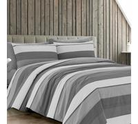 Dorian Home - Set Copripiumino Matrimoniale 250x210 con Sacco in 100% Puro Cotone + 2 Federe Cuscino Letto 50x80 con Patella di 18 cm (Garda Grafite, Matrimoniale - 250x210 cm)
