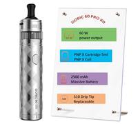 Doric 60 Pro Kit 60W Vape 2500 mAh Battery with PnP X Cartridge 5ml fit PnP X Coil- button activation MTL DTL Electronic Cigarette Vaporizer No Nicotine