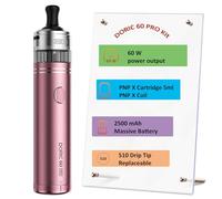 Doric 60 Pro Kit 60W Vape 2500 mAh Battery with PnP X Cartridge 5ml fit PnP X Coil- button activation MTL DTL Electronic Cigarette Vaporizer No Nicotine