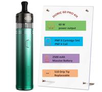 Doric 60 Pro Kit 60W Vape 2500 mAh Battery with PnP X Cartridge 5ml fit PnP X Coil- button activation MTL DTL Electronic Cigarette Vaporizer No Nicotine