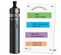 Doric 60 Pro Kit 60W Vape 2500 mAh Battery with PnP X Cartridge 5ml fit PnP X Coil- button activation MTL DTL Electronic Cigarette Vaporizer No Nicotine