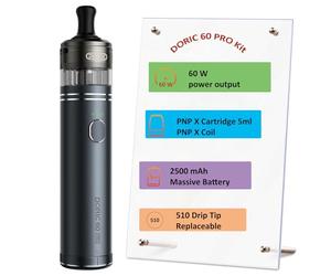 Doric 60 Pro Kit 60W Vape 2500 mAh Battery with PnP X Cartridge 5ml fit PnP X Coil- button activation MTL DTL Electronic Cigarette Vaporizer No Nicotine