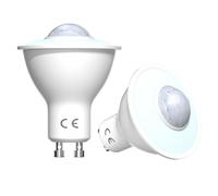 DoRight 2 Pezzi Lampadina Sensore di Luce PIR GU10 Lampadina LED con Sensore Lampadine 5W Bianco Freddo 6000K Lampadina LED di Sicurezza per Scale, Garage, Corridoio, Passaggio Pedonale, Ccortile