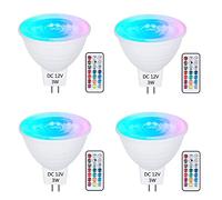 DoRight 3W Lampadine GU5.3 LED, MR16 Dimmerabile 12V Faretti LED, Lampadina con Telecomando RGB+Bianco Freddo 6000K, 16 Colori con funzione di memoria e temporizzazione, 30W Equiv.4 pezzi
